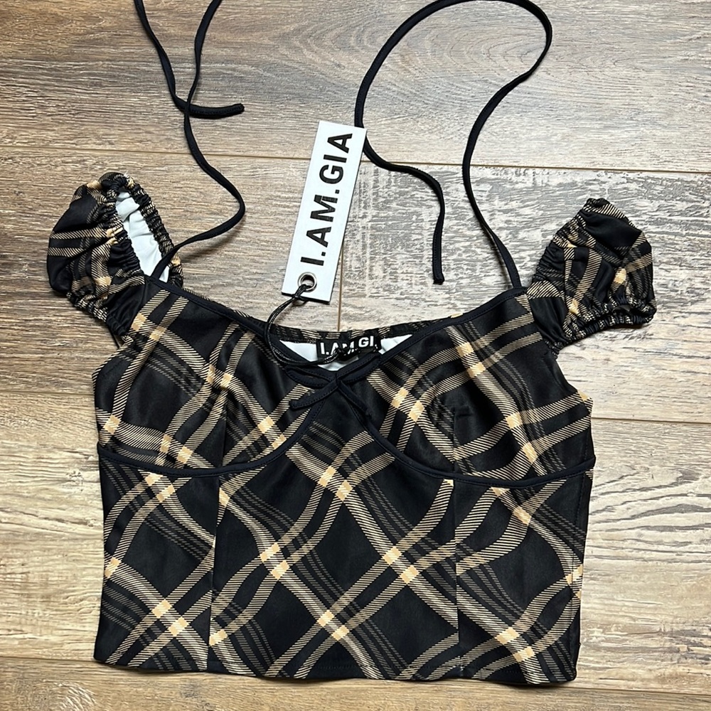 💔sold 💔I AM GIA plaid milkmaid top